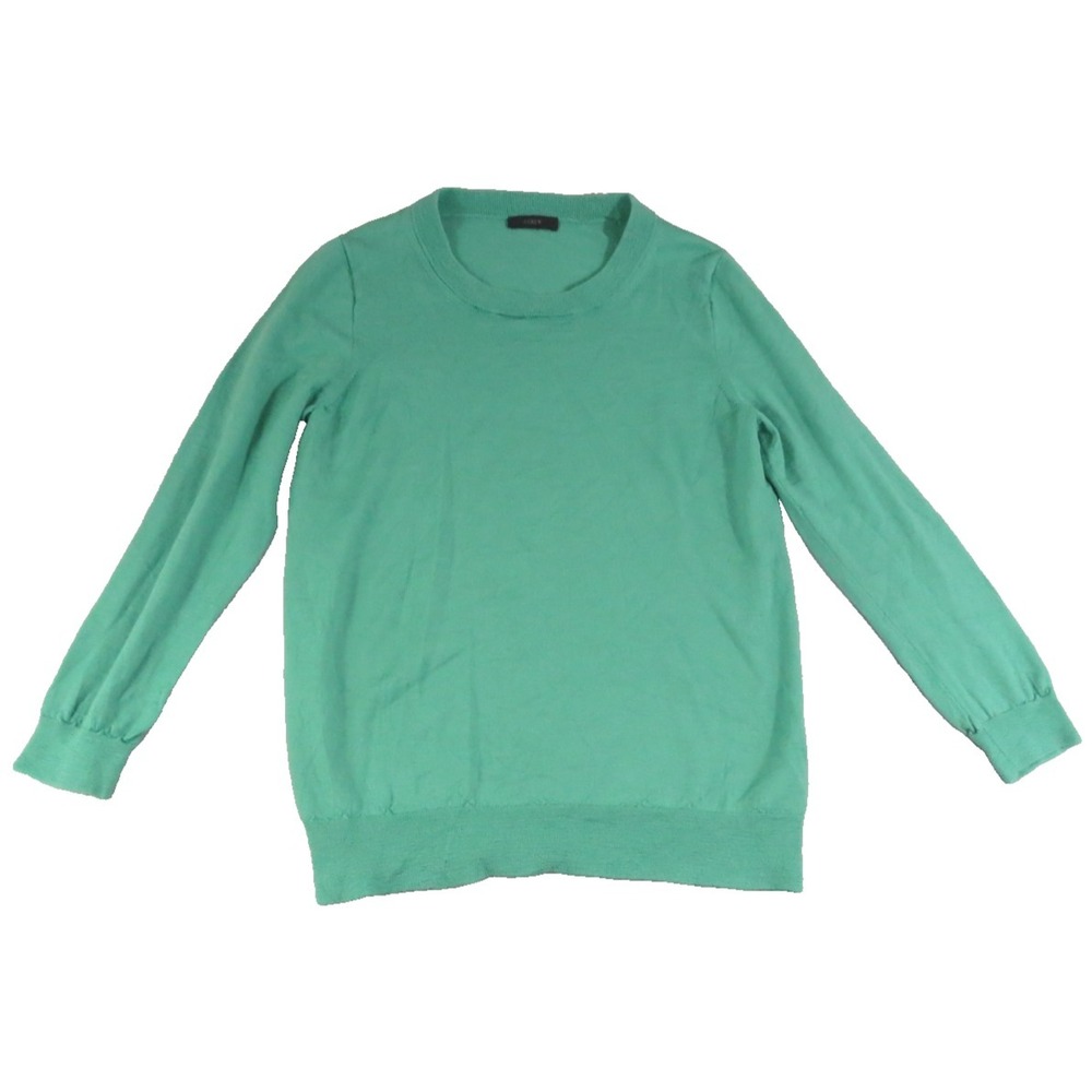 J.Crew Merino Wool Sweater Women Green Crewneck Lightweight Classic office Small